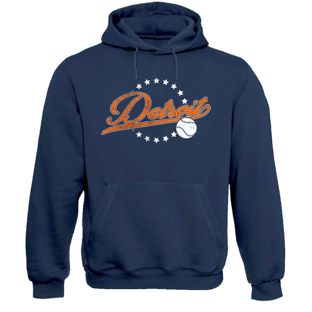 Pro Baseball Vintage Team Men's Retro Fan Apparel, Detroit - Navy Hoodie, 3XL — image 1