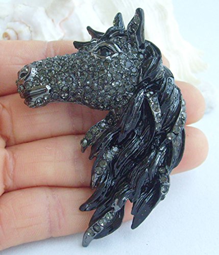 Image of Art Style 2.76 inch Horse Brooch Pin Pendant Rhinestone Crystal BZ6535