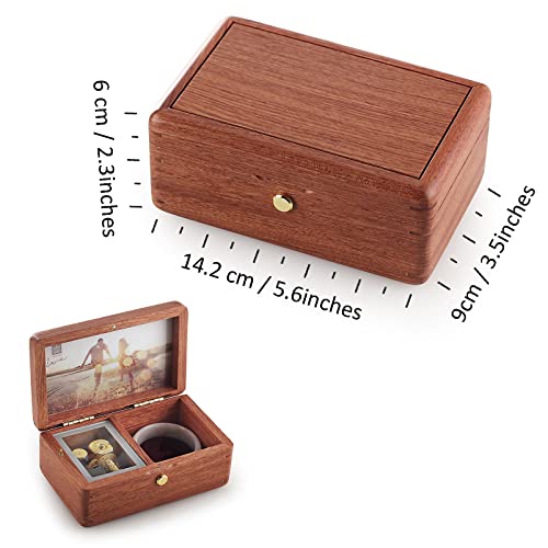 Softalk Vintage Jewelry Box Musical Boxs With Customizable Photos Case For Gifts Christmas Birthday And Valentine's Day（Simple Rosewood, Tune:can't Help Falling In Love） #TOP3