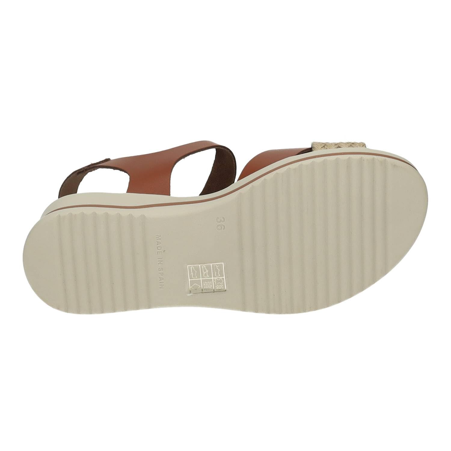 SANDALI M821 Piel Mujer Color Cuero con Plataforma Ligera y Detalle Trenzado Yute, Hechas en España Mujer
