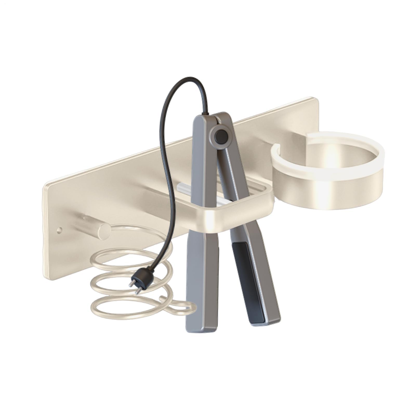 Soporte de pared para secador de pelo, organizador de almacenamiento de herramientas para el cabello, montado en la pared, soporte para secador de pelo, para baño, armario, hogar, universidad