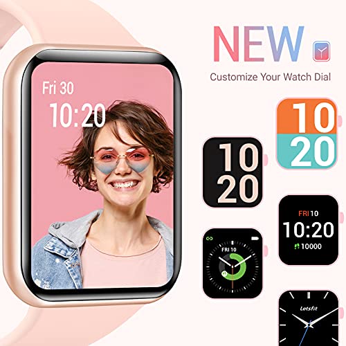 Letsfit IW2 Smart Watch, 1.55 Inch LCD Color Screen Smartwatch for Android and iOS Phones, Heart Rate Monitor & Blood Oxygen Saturation, 5ATM Waterproof Pedometer Fitness Tracker for Men Women - Thumbnail 2