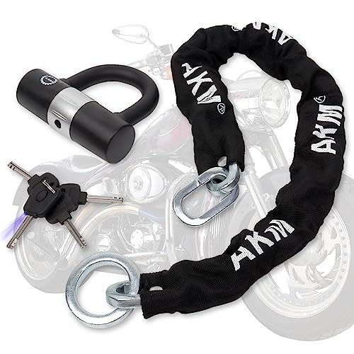 Akm Anti-Theft Bike Chain Lock 3Foot/90Cm Long Heavy Duty Chain Lock Durable 10Mm Thick Chains With 4 Keys Security 16Mm U Lock Disc Lock For Bicycle,Scooter,Moped,Motorcycle,Gates #TOP18