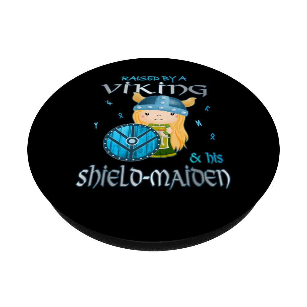Little Shield-Maiden Raised By A Viking and A Shield-Maiden PopSockets Swappable PopGrip, Black - Image 2