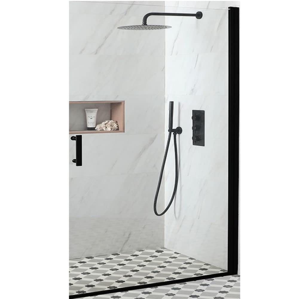 Milano Black Nero Single Hinged Frameless Shower Door - 700Mm