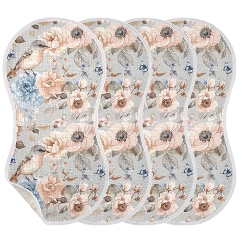 xigua Watercolor Birds Baby Burp Cloths for Newborn Boys and Girls 1 Pack, Soft & Absorbent Cotton Baby Burp Cloth, Baby Washcloths, Newborn Towel, Burp Rags3