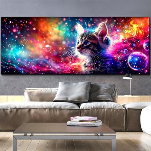 Peinture diamant chat pour décoration murale salon kit complet diamond painting 40x80