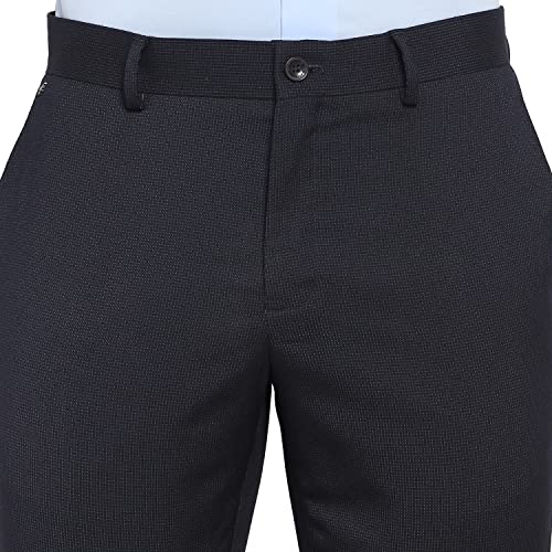 Image of blackberrys Structured Polyester Viscose Slim Fit Men's Work Wear Trousers