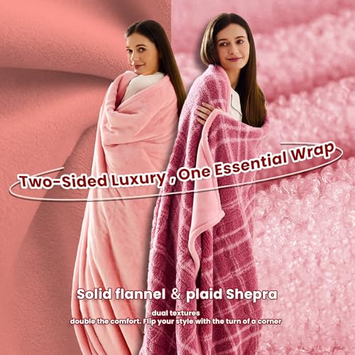JKMAX Heated Electric Blanket Full Size - 72"x84" Flannel Heating Blanket with 10 Heating Levels & 5 Time Settings Over-Heat Protection, Winter Warmer for Adults with ETL Certification(Pink)