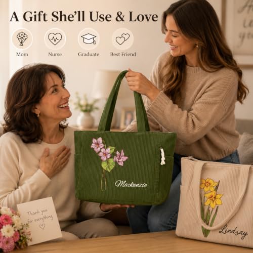 Bolso Tote de Pana para Mujer con Bolsillos miniatura 3