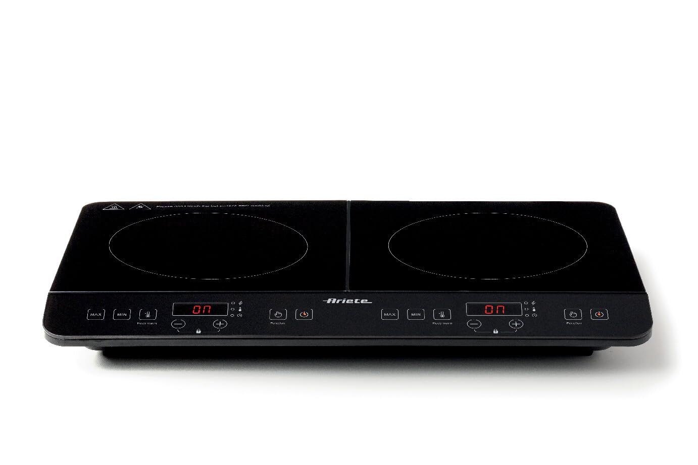 Ariete 1998 Piastra a induzione doppia portatile, Vetroceramica, 2000W + 1500W, 12 livelli di potenza, Timer fino a 4 ore, Sicurezza bambini, Nero