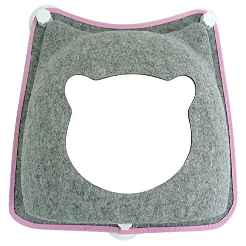 Cama Pet de Parede Para Gatos Carinha de Gatinho Cinza