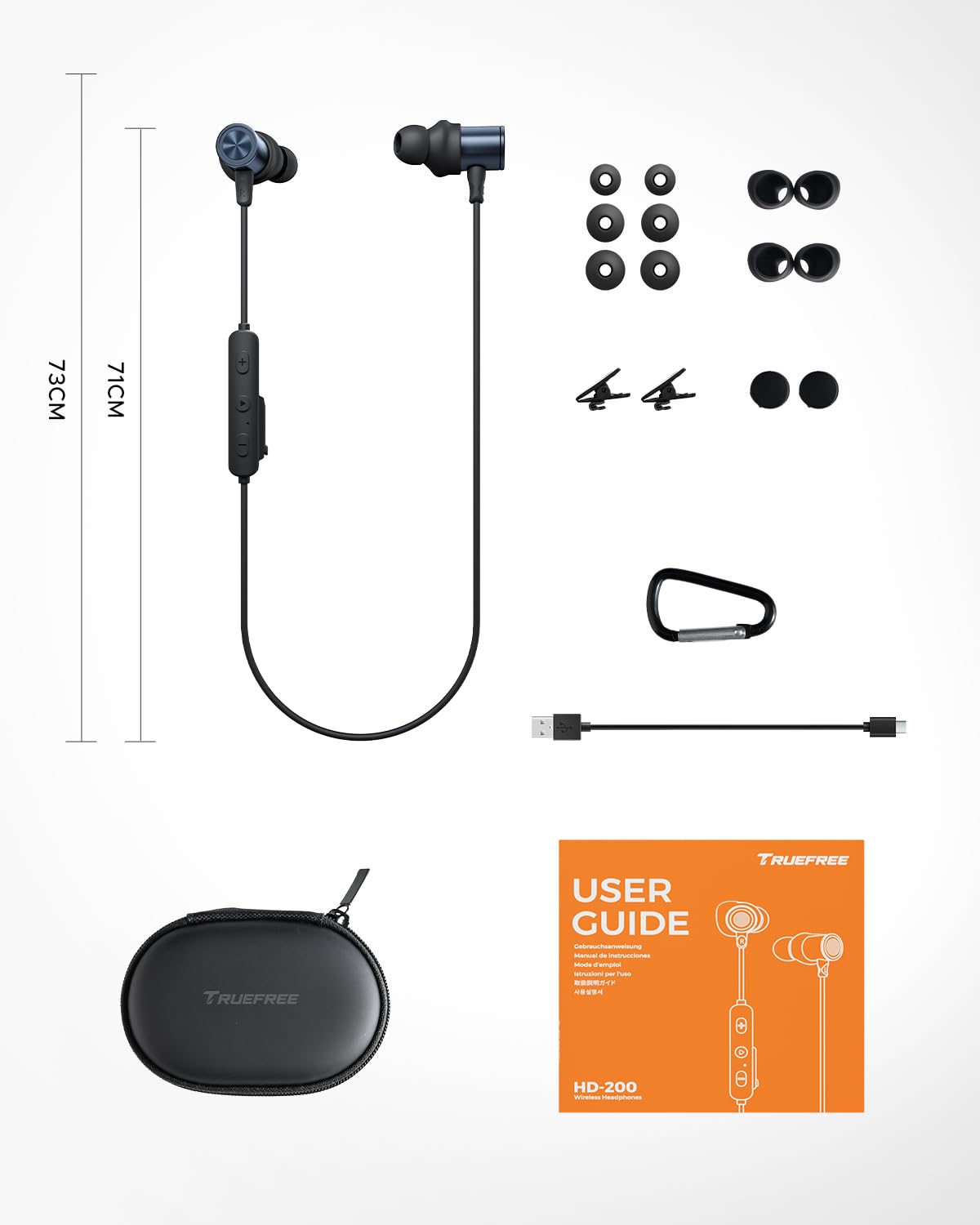 truefree HD-200 Auricolari Wireless, Cuffie Bluetooth 6.0 con Archetto Magnetico da Collo, Audio Spaziale, Doppia Connessione, 20 Ore di Autonomia, IP67 Impermeabili per Sport e Pendolarismo