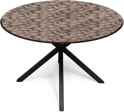 Miniatura 2 de Mantel de poliéster, mantel de PVC impermeable a prueba de aceite, patrón de encaje floral retro, se adapta a mesas redondas de 48 pulgadas de