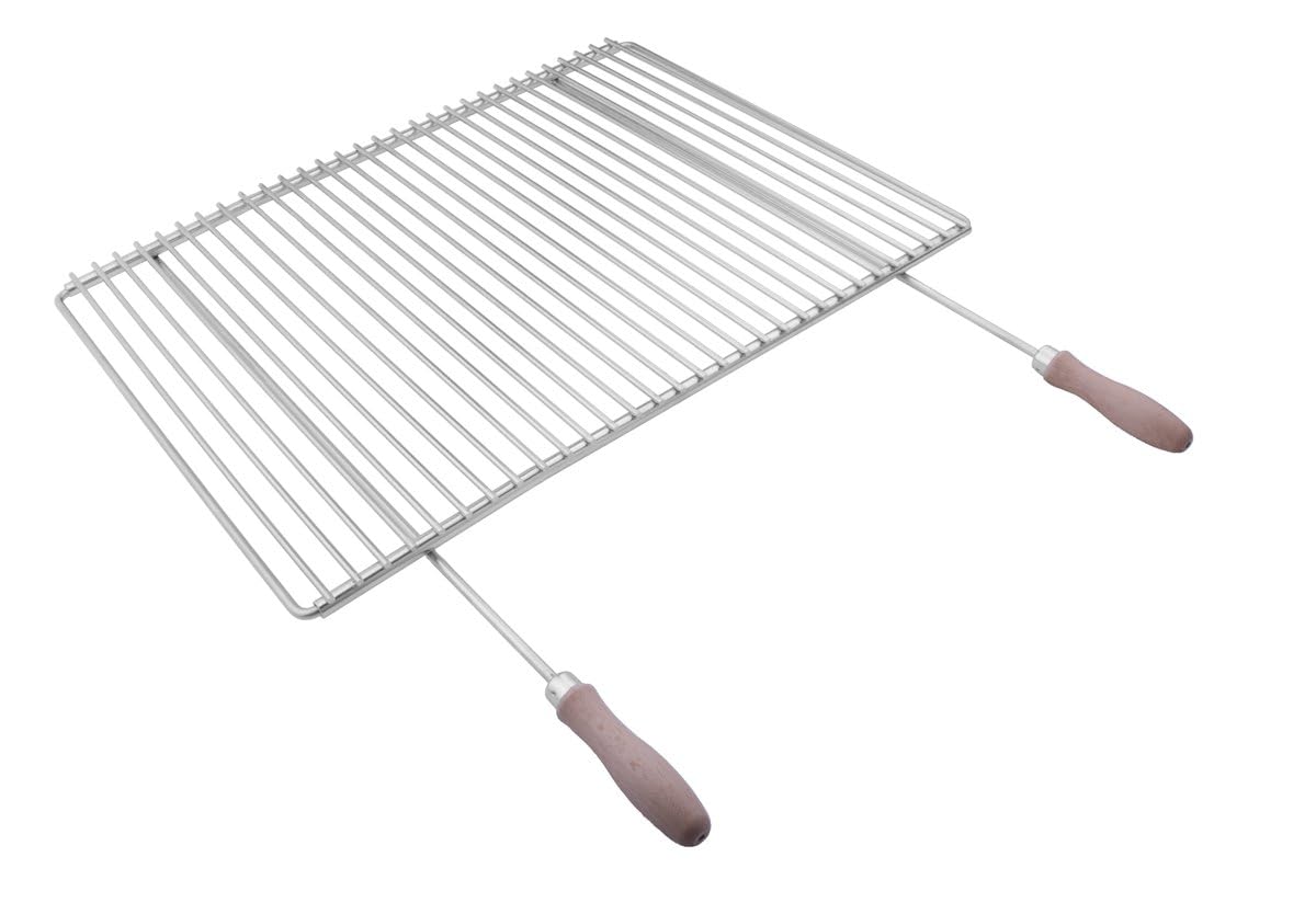 Grille barbecue inox réglable 60–70 × 45 cm avec poignées