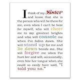 Gift for Sister - Present for Sis from Brother or Sister - Happy Birthday Sister Present - Sisters Poem Wall Art - Inspirational Quote Wall Decor - Gratitude Quotation - 8x10 Print UNFRAMED