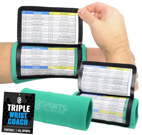 Image of Sports Unlimited Adult Triple Wrist Coach, Football Wristbands for Plays, Baseball Wristbands, QB Arm Bands
