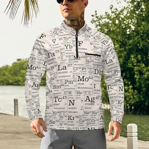 Table of Chemical Elements Men's Rash Guard Long Sleeves Quick Dry Fishing Workout Shirts with Zipper2
