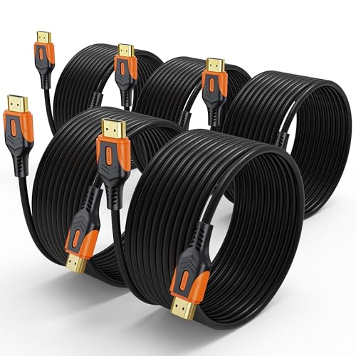 MOSIMLI 4K HDMI Cable 15 FT, 5-Pack, High Speed 18Gbps in-Wall CL3 Rated HDMI 2.0 Cord, Support...