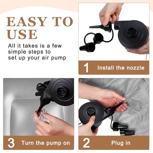 Image of Realspring 12 Pcs Inflatable Bean Bag Chair, Air Pump,Grey | Electric Pump for Inflation, Foldable Blow up Chairs for Outdoor Movie Seating, Portable Sofa for Adults Camping