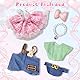 2 Sets Süße Original Kleidung für 17 cm Plüsch Puppen, Rosa Karierter Gazerock+Haarnadel+Perlenkette, Grün Gestreiftes Hemd+Kaninchen-Overall+Sonnenhut, 6 Stück Puppenkleidung Zubehör, Geschenk Kinder