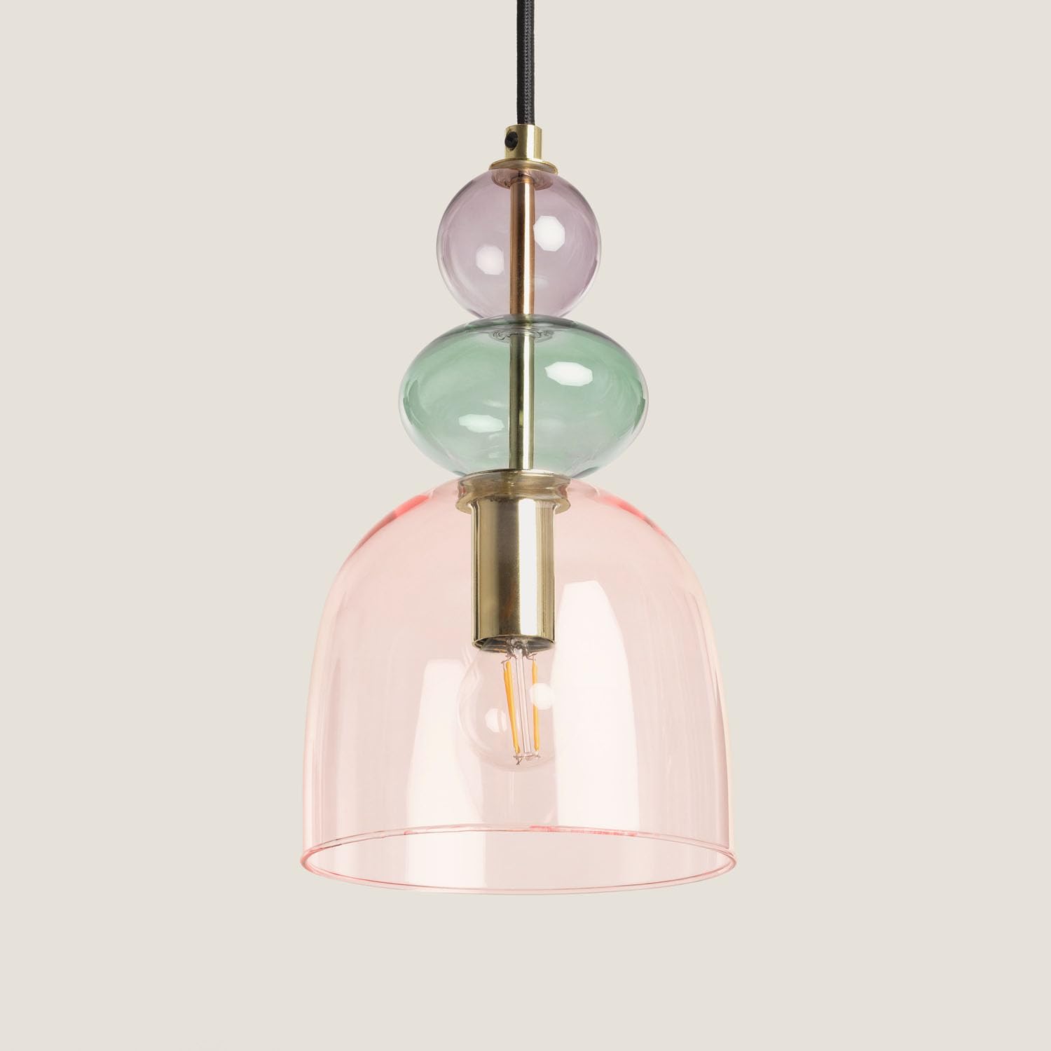 LEDKIA LIGHTING Lámpara Colgante Metal y Cristal Baudelaire Rosa E14