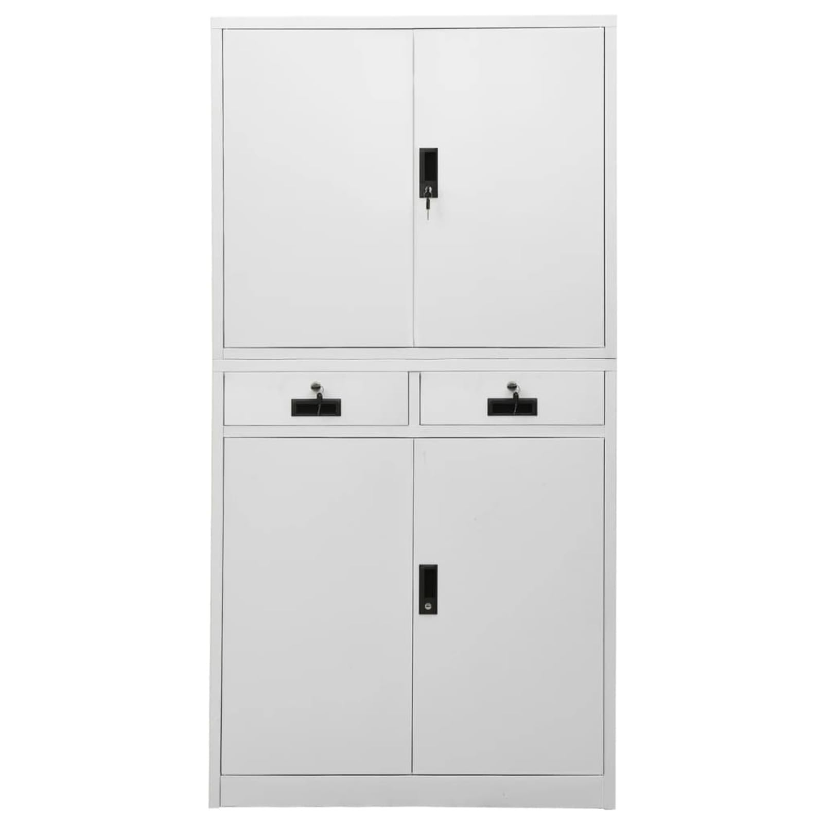 DJEKA Aktenschrank Abschließbar Metallschrank Büroschrank Werkstattschrank Mehrzweckschrank Stahl-Hellgrau-90x40x180 cm-2