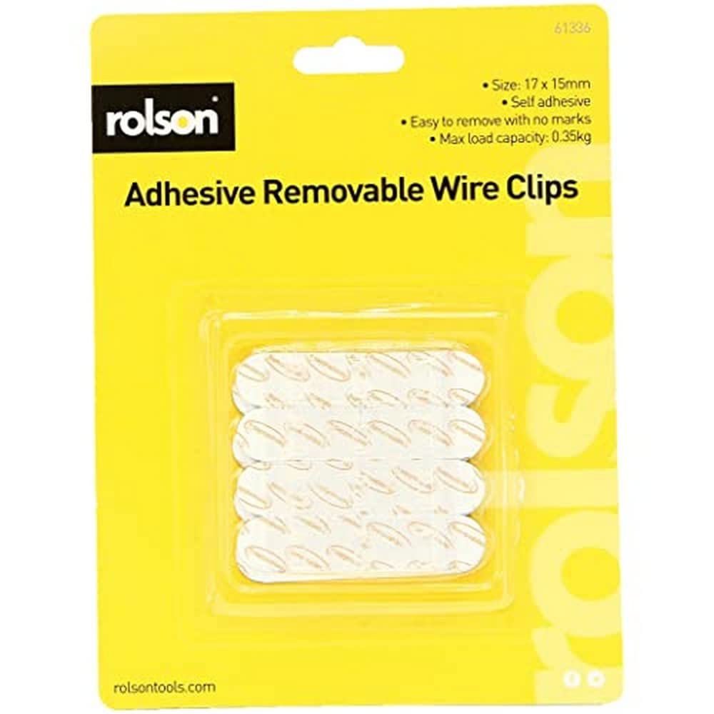 Rolson 61336 12 Removable Self-Adhesive Wire Clips, Black, 17x15mm