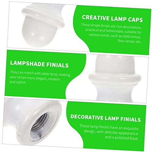Image of 2Pcs White Lamp Finials Decorative Zinc Alloy Knobs for Table and Floor Lamps, Elegant Light Accessories for Lamp Shades, Modern and Vintage Style Decor