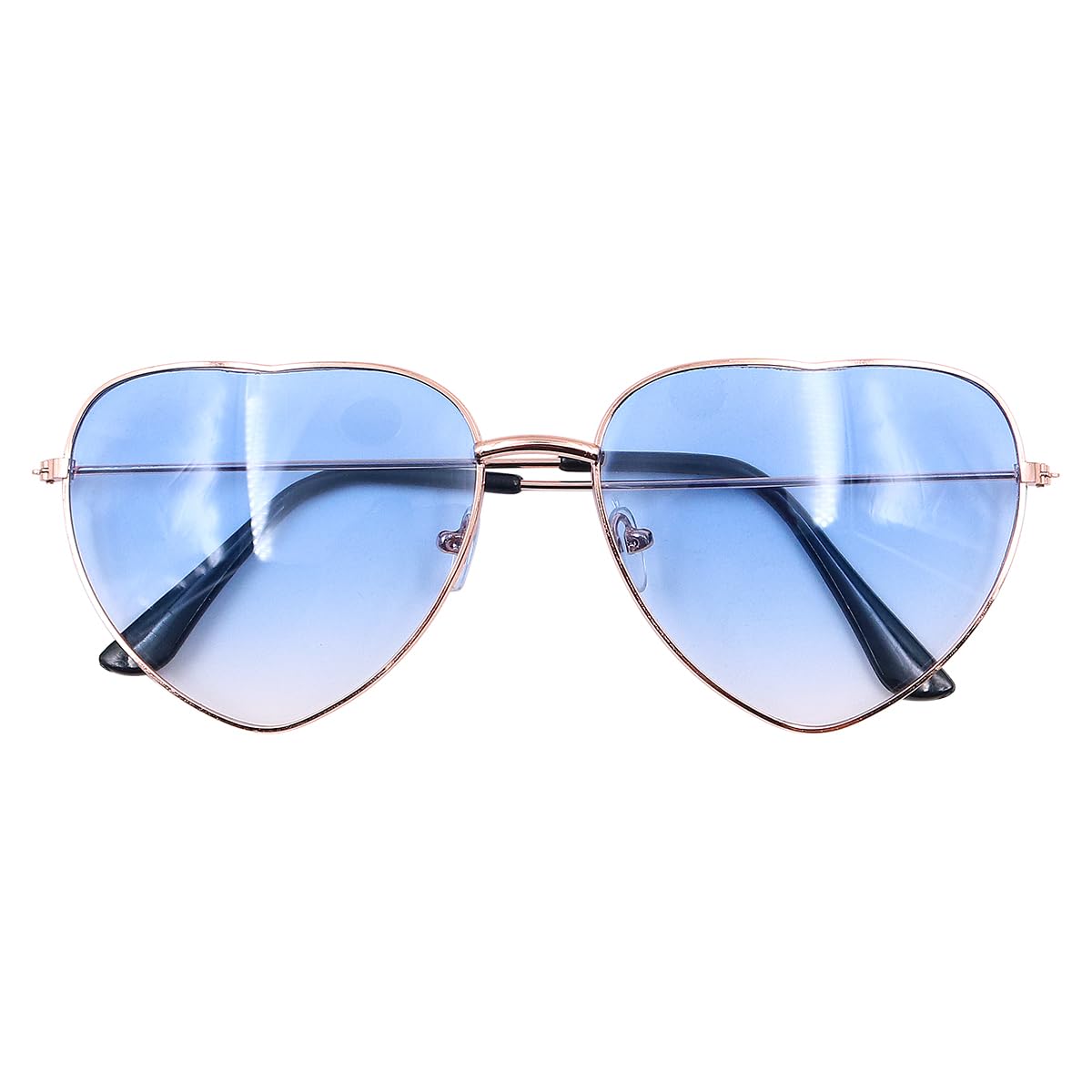 ANCLLO Pack of 2 Heart Sunglasses Retro Sunglasses Hippie Glasses 60s 70s 80s 90s Party Costume Accessory (Blue)