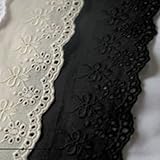 14Yds Embroidery scalloped cotton eyelet lace trim 6.5cm YH837 (Black)