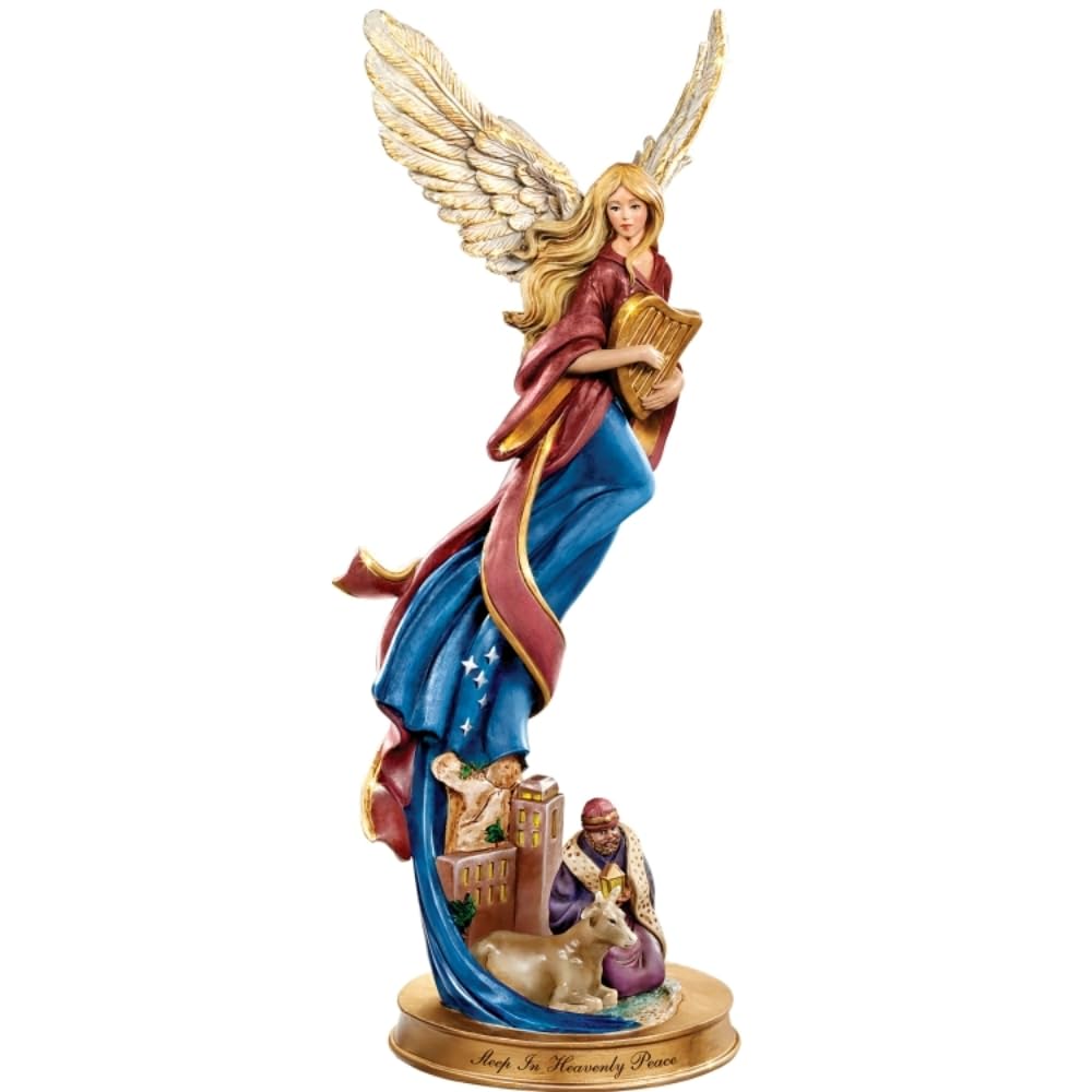 The Bradford Exchange Sleep in Heavenly Peace Nativity Angel Figurine Issue #2 Hand-Sculpted 3D Artwork and Exquisite Hand-Painted Details Renaissance-Inspired Design by T-Kinkade 6-inches