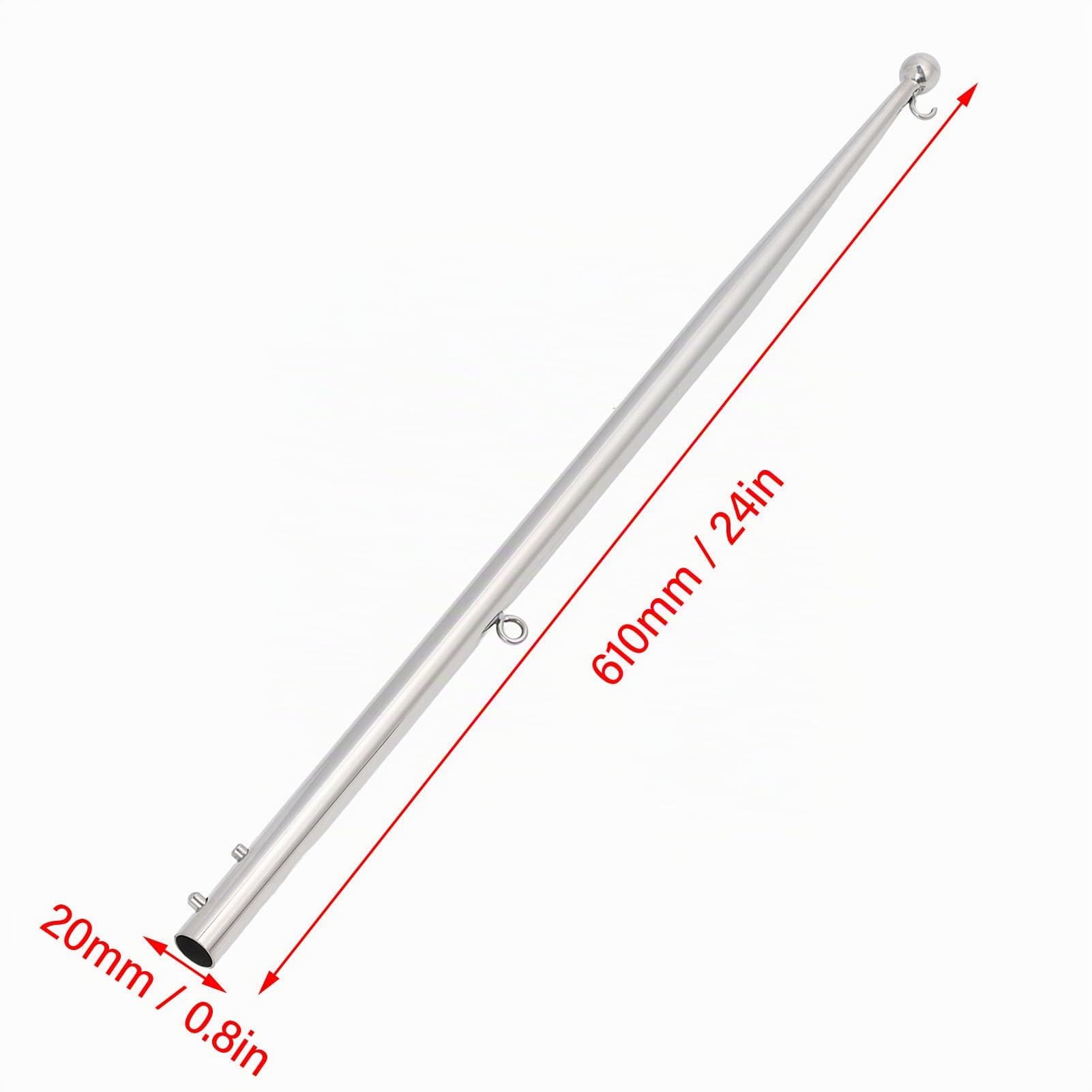 Akozon Boot Fahnenmast Stall 316 Edelstahlschiene für Marineyacht -Wohnmobile (Kleiner Ballkopf 20mm / 0,8 Zoll)