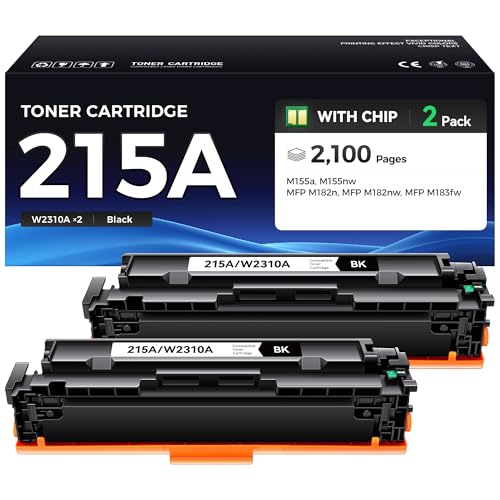 Image of 215A Black Toner Cartridge Set 2-Pack High Yield Replacement for HP 215A W2310A Toner Compatible with HP Color LaserJet Pro MFP M182n M182nw M183fw M155a M155nw Printer Ink All-in-One M182 M183 M155
