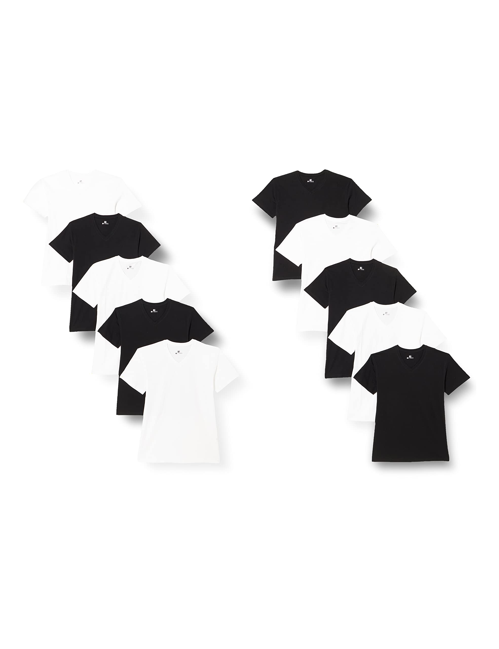 Lower East Herren T-Shirt mit V-Ausschnitt aus 100% Baumwolle im Multipack
