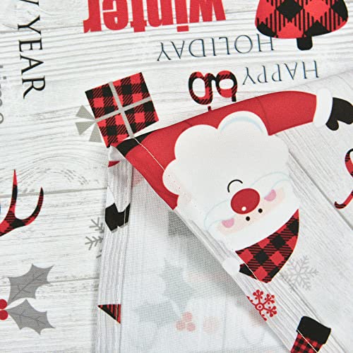 Vertkrea Christmas Tablecloth，Santa Christmas Tree Print Table Cloth, Waterproof Xmas Table Cover For Kitchen, Dining Room ,Christmas, Winter,Party And Holiday, 55X55 Inch #TOP7