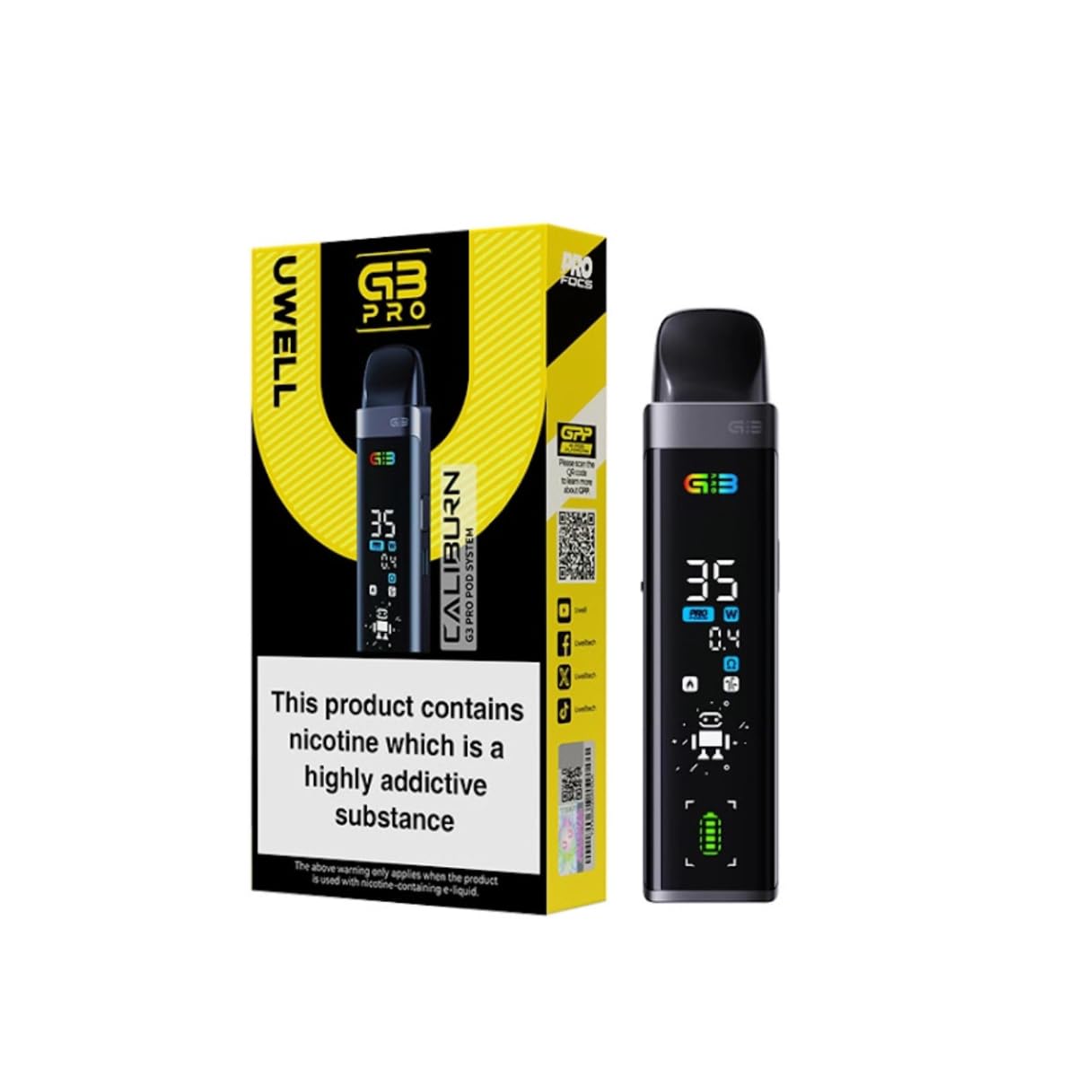 UWELL Caliburn G3 PRO Vaping Kit, OLED Display, Adjustable 5-35W Wattage, Perfect for Beginner & Intermediate Vapers, 2mL Capacity, E Cigarette, E Cig, No Nicotine (Space Grey)