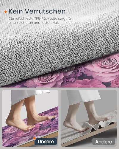 Tapis de sol salon rose violet 150x210 cm lavable et antidérapant