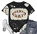 Game Day Shirts Women Football Shirt Vintage Gameday Football Graphic Tee Letter Print Short Sleeve Casual Top Black