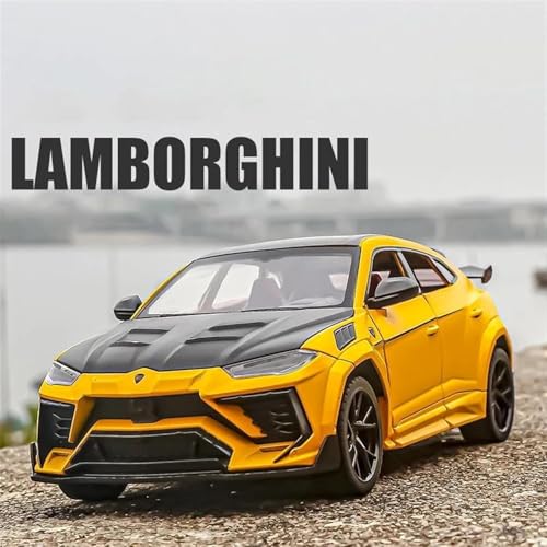 Image of 1:24 Lambos Urus Bison Mansory SUV Diecast Model - Alloy Body Pull Back Car with Light & Sound, Openable Doors - Collectible Vehicle Toy Gift for Kids & Car Enthusiasts (Black)