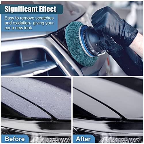 Poliwell 12Pack Polishing Bonnet Pads 5-6 Inch Buffer Pad Cover- 8Pcs Microfiber Buffing Bonnets, 2Pcs Woollen Waxing Pads, 2Pcs Soft Coral Fleece Pads For Car Polisher #TOP4
