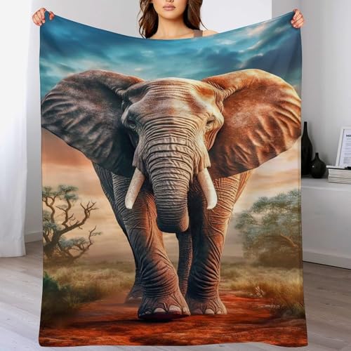 Couverture en flannel haut de gamme motif éléphant impression 3D