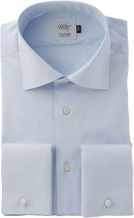 Amazon ウィンザーノット Windsorknot ダブルカフス ワイドカラー ドレスシャツ 日本製 綿100 無地 80双 シャツ 通販
