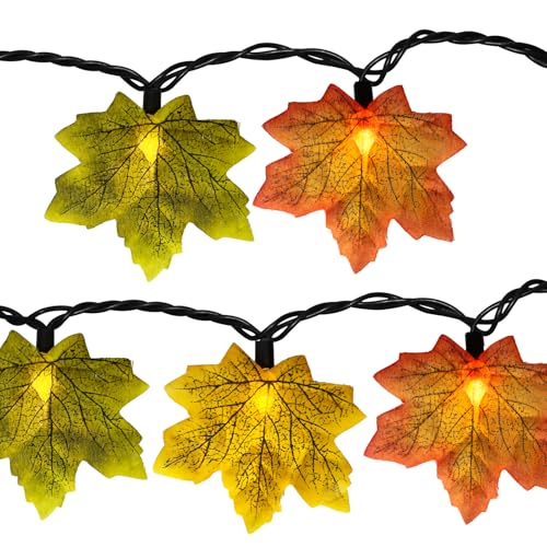 GOOTHY Fall Decor Multicolored Maple Leaf String Lights 136Ft LED Thanksgiving Decorations Lights Plug in with 35 Maple Leaves Light for Indoor Outdoor Halloween Fall Party Home Garland
