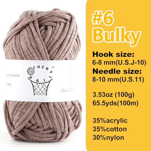 Image of 100g Yarn for Crocheting and Knitting,66yds /60m Cotton Yarn for Beginners,Cotton-Nylon Acrylic Blend Yarn for Beginners Crochet Kit Making(Cafe Au Lait)