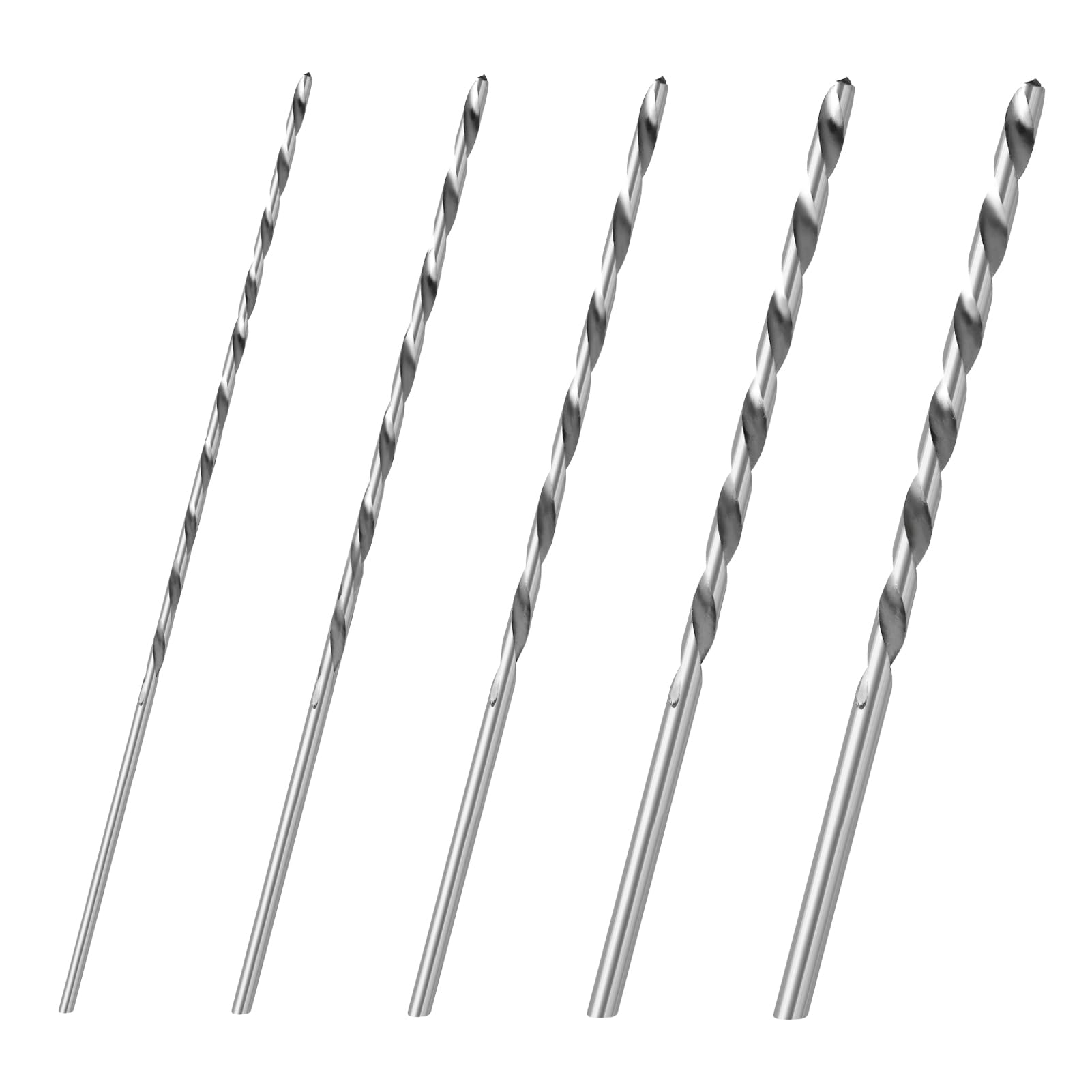 Broca de madera - Juego de 5 brocas extra largas HSS 2/3/3,5/4/5 mm Broca de madera larga helicoidal para perforación precisa Broca de metal y madera versátil