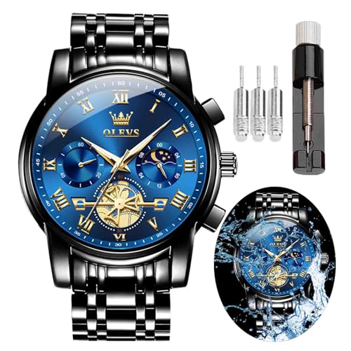 Image of OLEVS Men's Analog Watch Multi Color Business Stainless Steel Waterproof Luminous Quartz Watch Luxury Leisure Date Simulation Original Bowl Watch