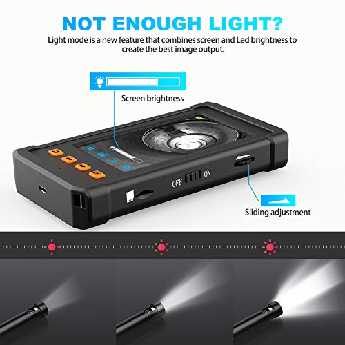 33FT Dual-Lens Borescope, Oiiwak Industrial Endoscope 1080P Video Sewer Pipe Drain Plumbing Wall Inspection Camera Snake with Light IP68 Waterproof, 32GB Card, Tool Box