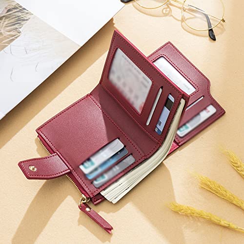 Women's Wallet Solid Color Women Short Wallet Short Zipper Wallet Money Bag Leather Coin Purse Ladies Wallet Female Hasp Mini Clutch for Girl (Color : Pink) (Pink)4