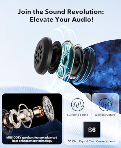 MUSICOZY Sleep Headphones Bluetooth 5.4 Headband, Wireless Earphones Sweat Resistant Earbuds with Ultra-Thin HD Stereo Speaker for Workout Running(Tie-dye Blue)